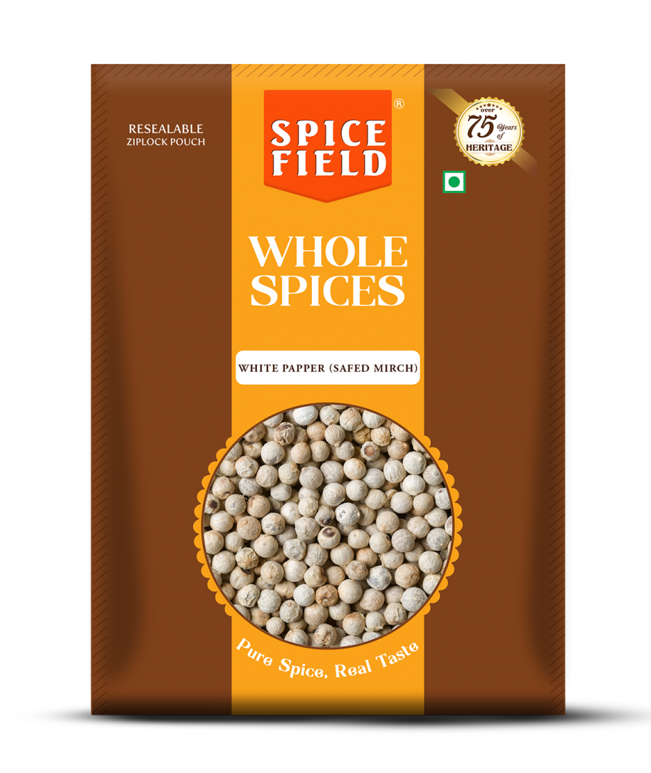 3D Whole spice Packshot 250 g New_ White Papper (Safed Mirch)