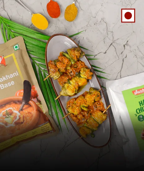 Jamacian jerk chicken tikka skewers with tomato makhani gravy 464 560