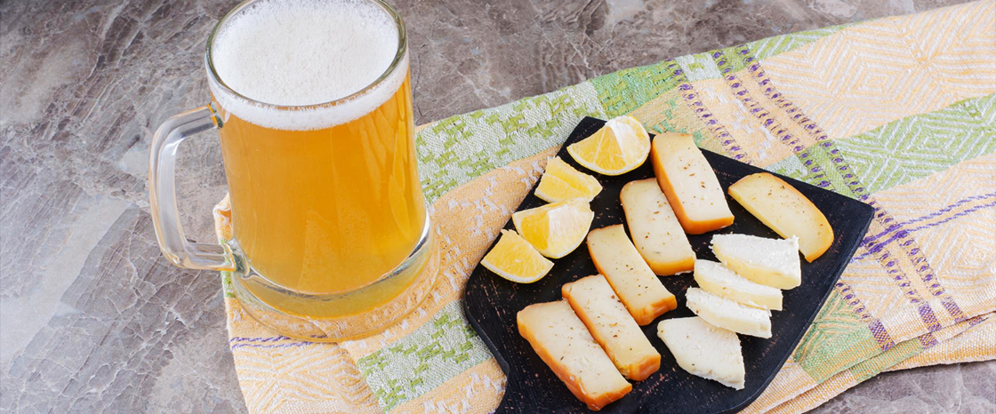Wheat Beer with a Cheese Platter